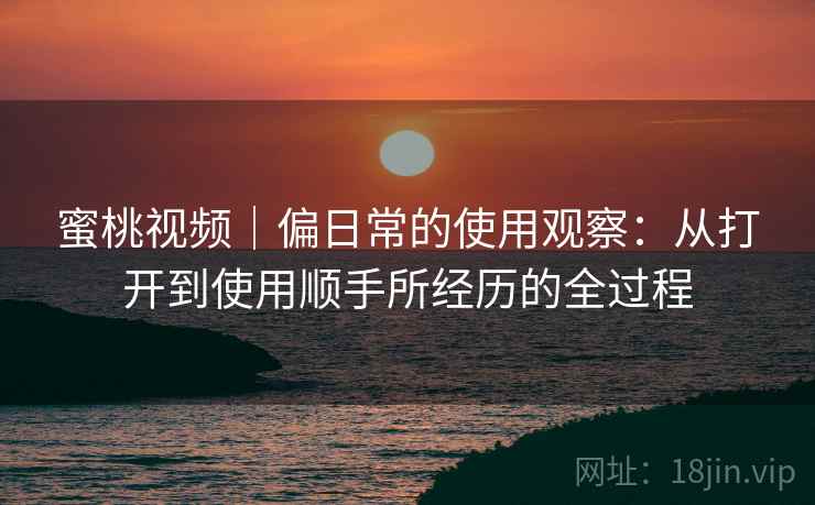 蜜桃视频｜偏日常的使用观察：从打开到使用顺手所经历的全过程