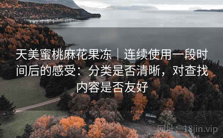 天美蜜桃麻花果冻｜连续使用一段时间后的感受：分类是否清晰，对查找内容是否友好