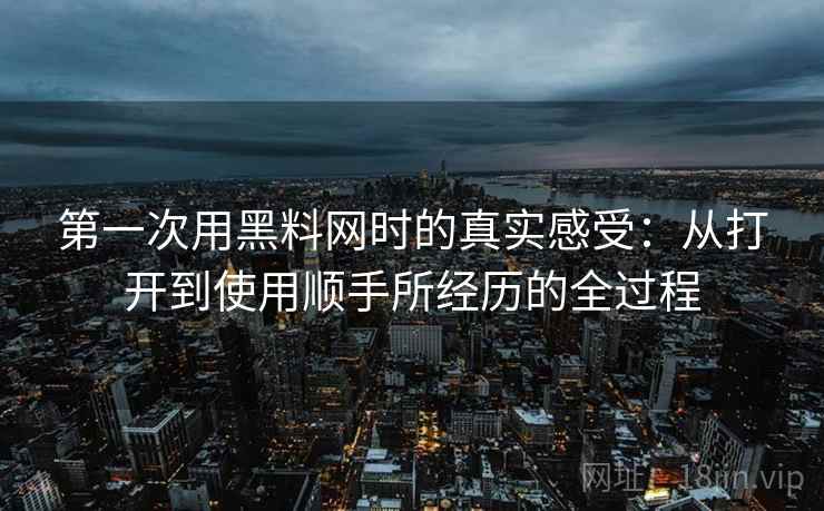 第一次用黑料网时的真实感受：从打开到使用顺手所经历的全过程
