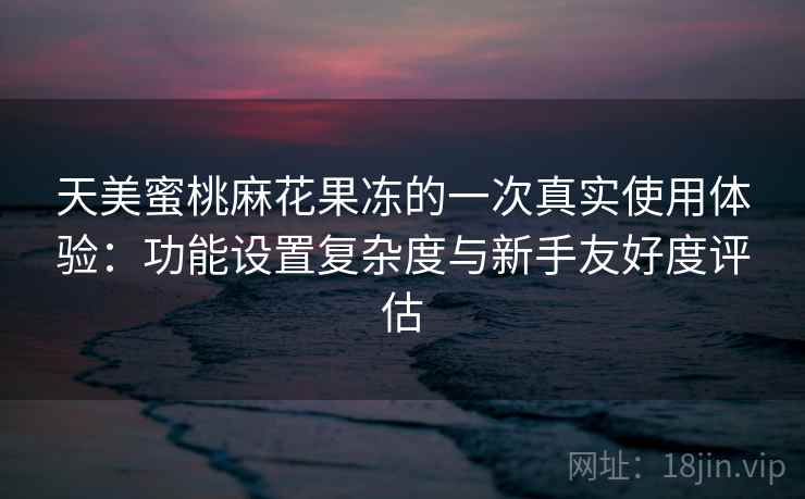 天美蜜桃麻花果冻的一次真实使用体验：功能设置复杂度与新手友好度评估